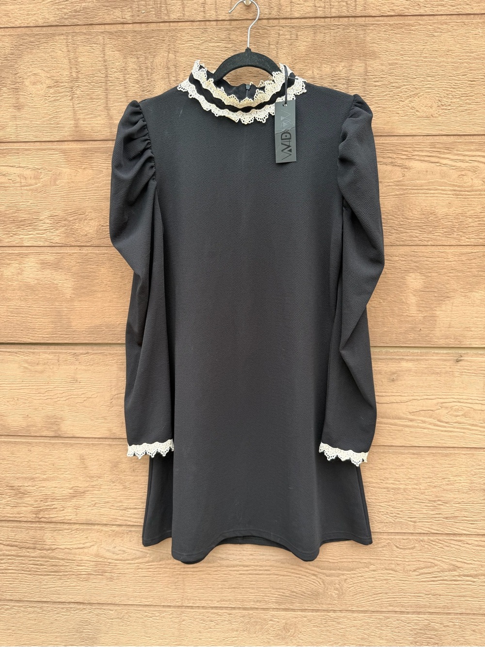 Dolls kill Widow Black Lace-Trim Long Sleeve dress
